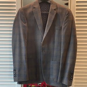 Men’s sport coat blazer - Murano size small - charcoal gray plaid